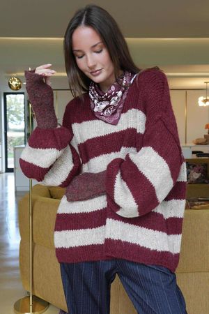 Big Softie Block Stripe Cobain Knit Burgundy